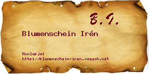 Blumenschein Irén névjegykártya